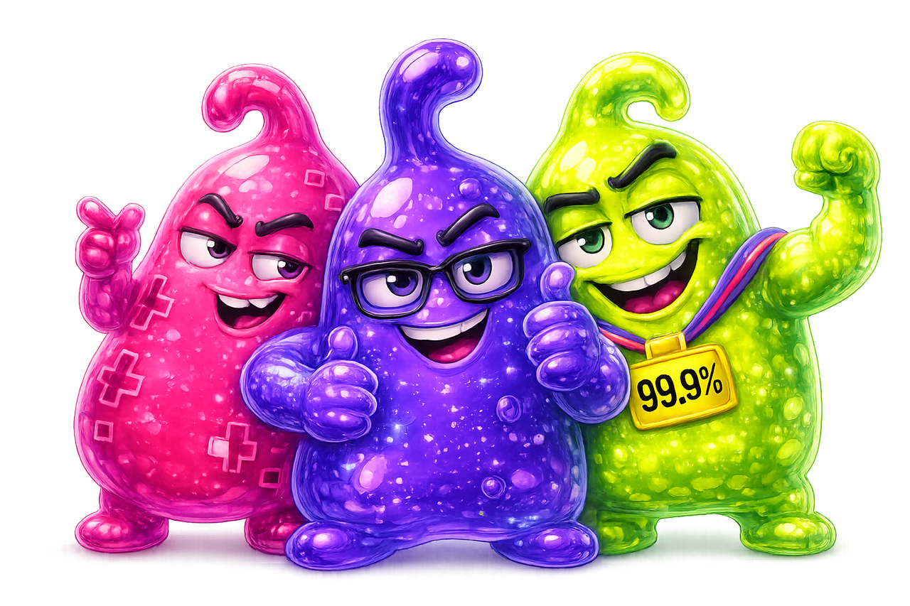 Peeval, Nan, and Generalizero — the Eigencards mascots
