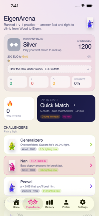 A ranked EigenArena match in progress
