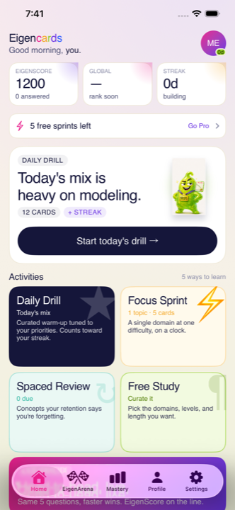 Home dashboard with the day's planned drill